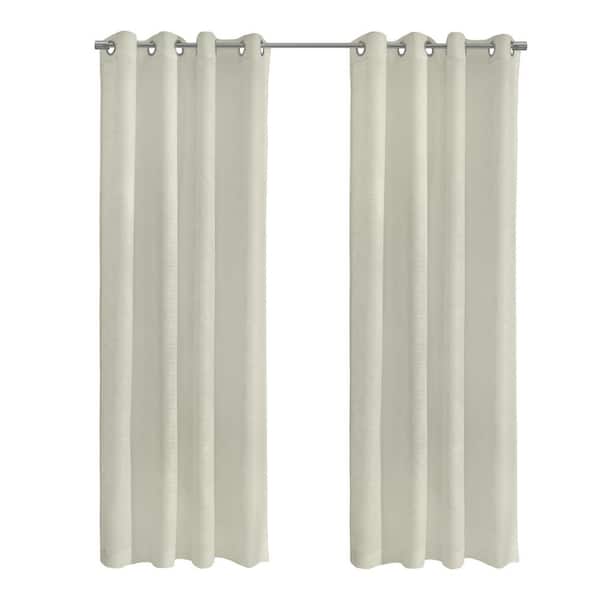 Habitat Boucle Off-White Polyester Raised Slub Textured 52 in. W x 63 in. L Grommet Indoor Sheer Curtain (Single Panel)