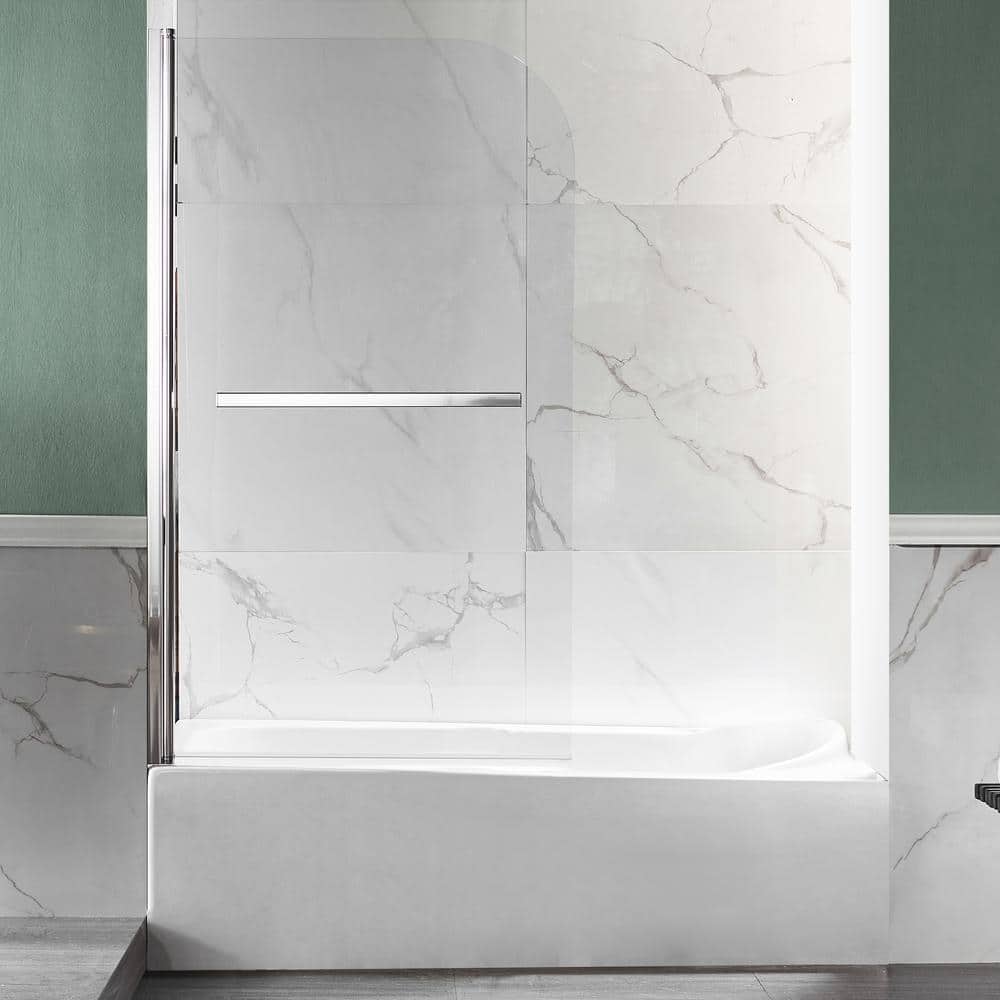Myth 28" x 56" Frameless Hinged Tub Door in Polished Chrome
