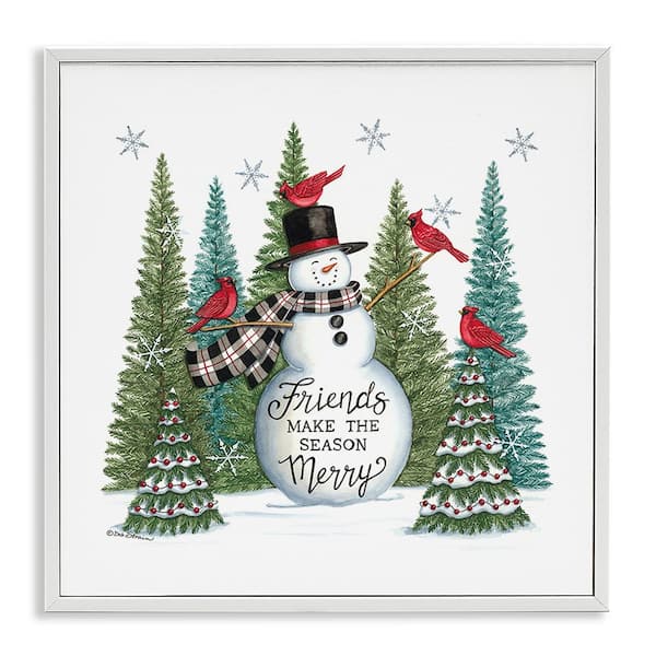 Stupell Industries Winter Friendship Snowman by Deb Strain 1-Piece Framed Graphic Print Typography Poster Art Print 12 in. x 12 in.