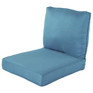 Spring Haven 23.5 in. x 26.5 in. 2-Piece Outdoor Lounge Chair Cushion in Washed Blue