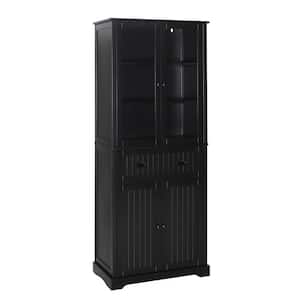 72 in. H Black Kitchen Storage Pantry Cabinet Closet with Doors and Adjustable Shelves