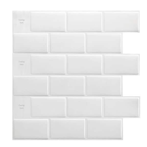 null Subway White 12 in. x 12 in. Vinyl Peel and Stick Tile Self-adhesive Wall Tile Backsplash (8.2 sq. ft./Pack)