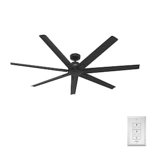 Downtown 72 in. 6-Speed Ceiling Fan in Matte Black with Wall Control For Patios or Bedrooms