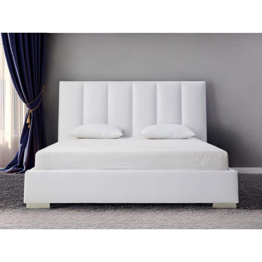 White Wood Frame Queen Panel Bed