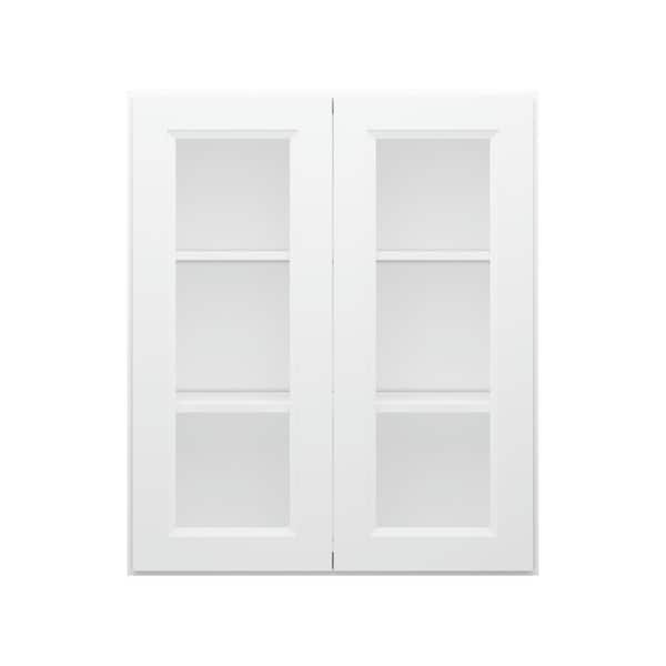 HOMLUX 30 in. W x 12 in. D x 36 in. H in Traditional White Ready to Assemble Wall Kitchen Cabinet with No Glasses