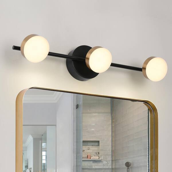 Zevni 22 in. Modern 3Light Black Integrated LED Bathroom Vanity Light