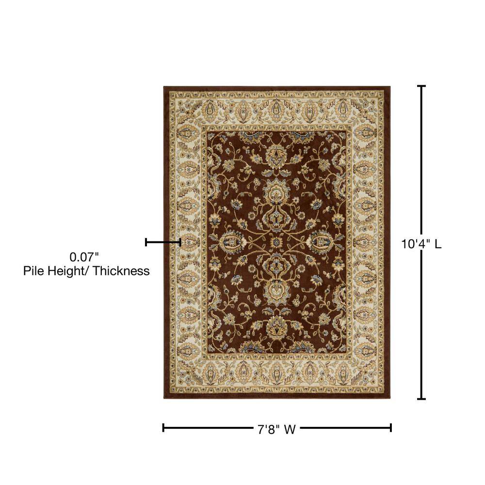 Lizette Brown and Ivory Rectangular Synthetic Area Rug