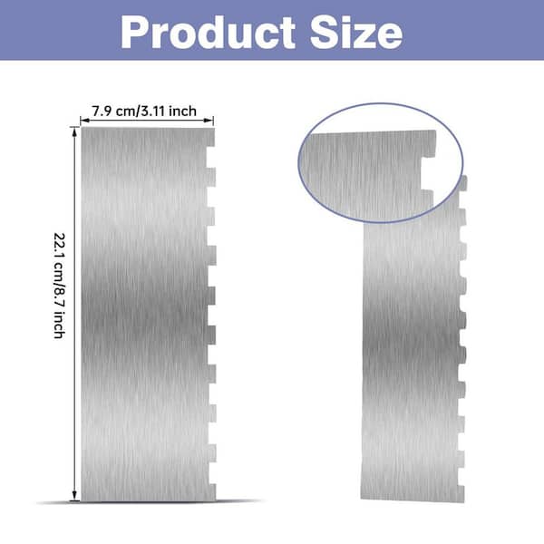 9 in. Stainless Steel Cake Scraper with Frosting Scraper and Decorating Comb for Mousse and Butter Cream Cake Decorating