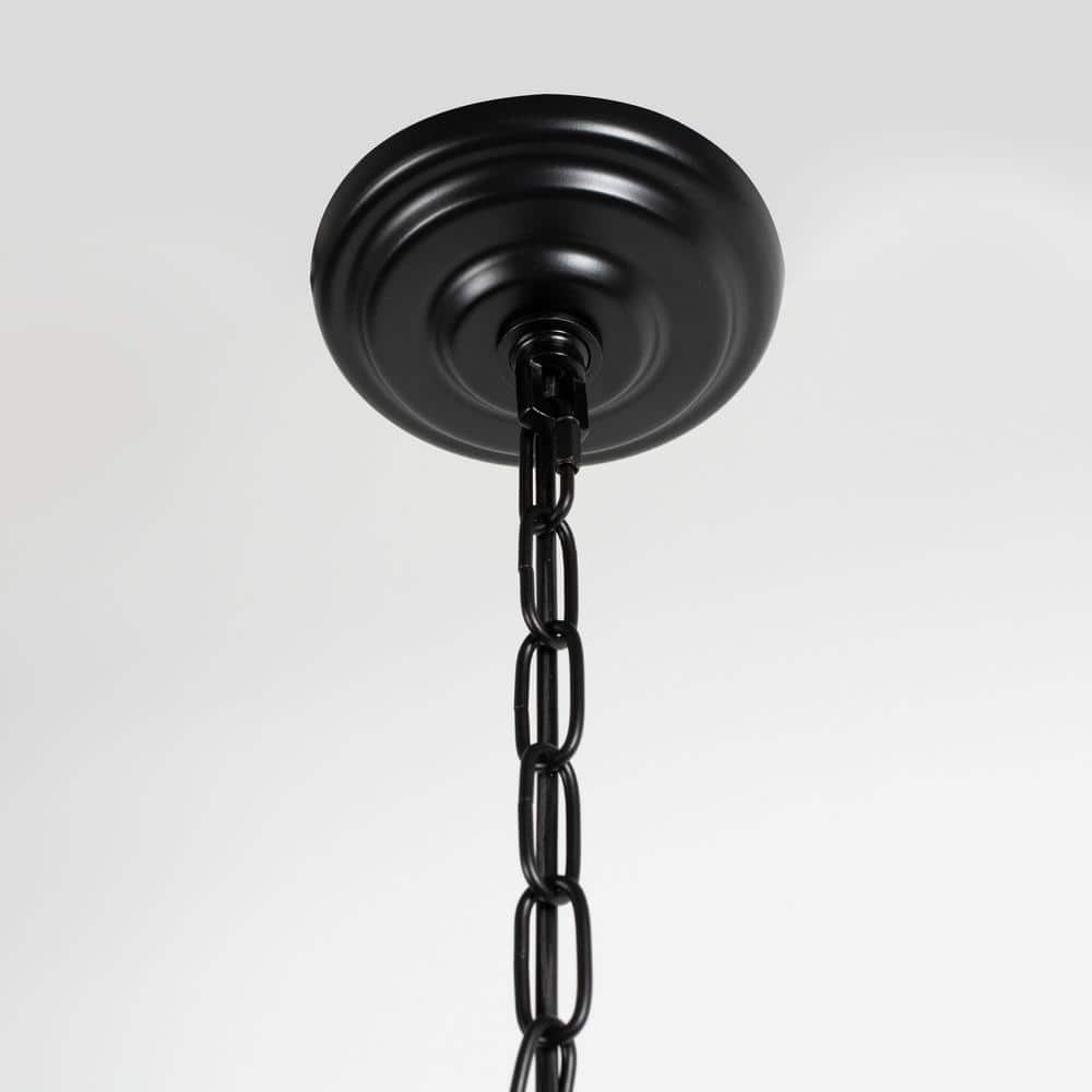 Black Metal 6-Light Candle Chandelier with Adjustable Chain