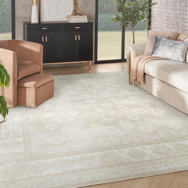 Dekor Ivory Beige 9 ft. x 12 ft. Medallion Traditional Area Rug