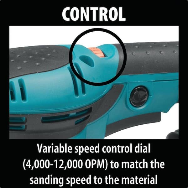 Lijadora orbital manual Makita BO5041 3-amp 4000 – 12000 OPM con agarradera