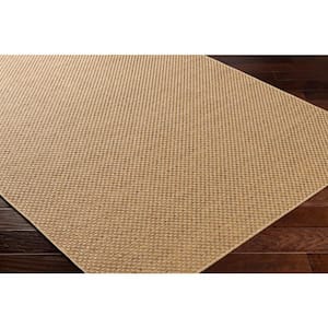 Pismo Beach Natural Wheat Checkered 8 ft. x 8 ft. Round Indoor/Outdoor Area Rug