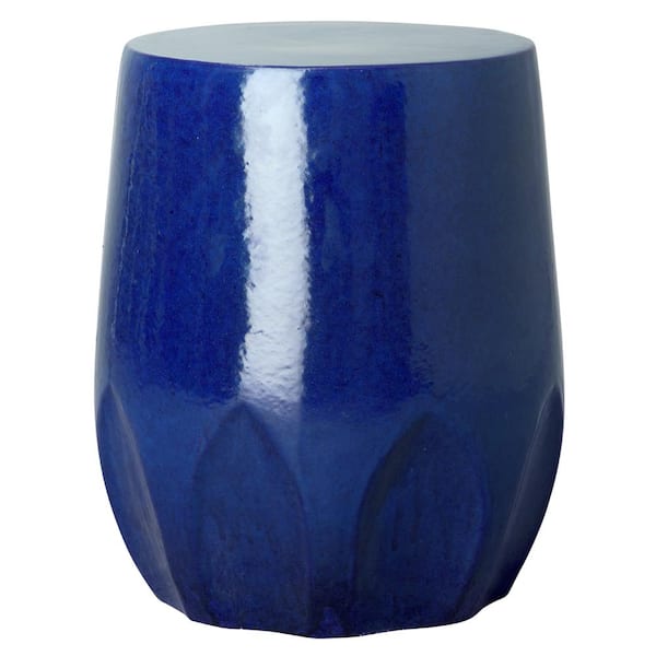 Emissary Calyx 22 in. H Blue Round Ceramic Garden Stool