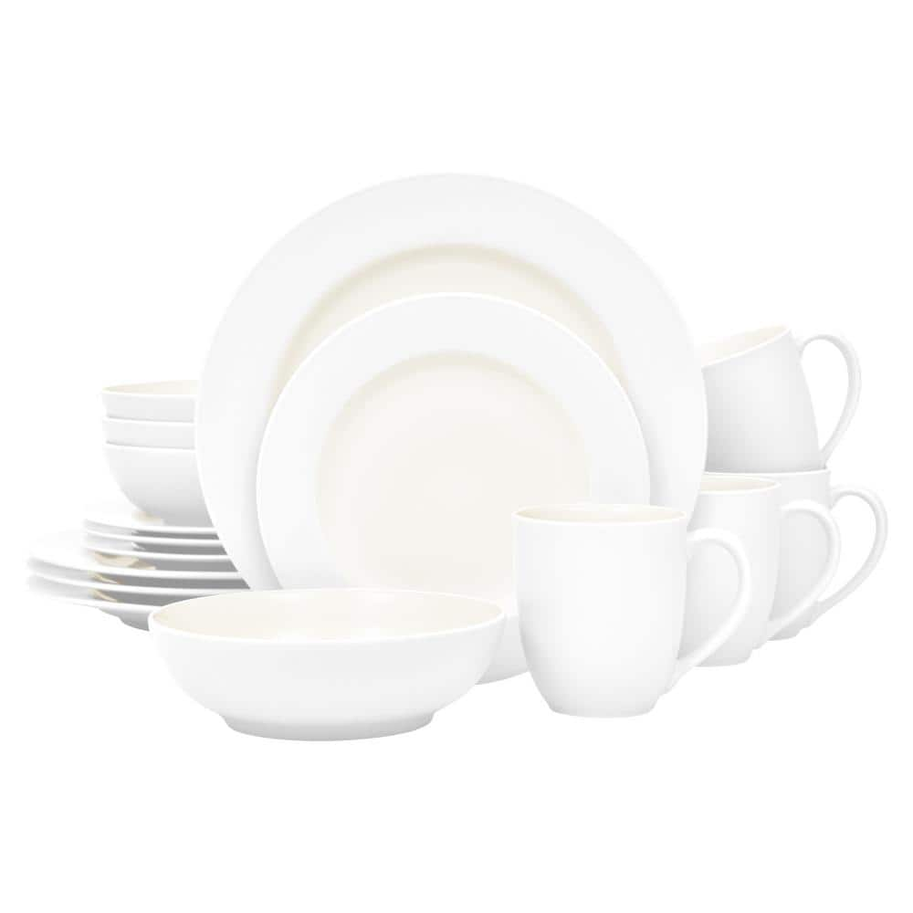 Noritake Colorwave White 16-Piece Rim (White) Stoneware Dinnerware Set ...