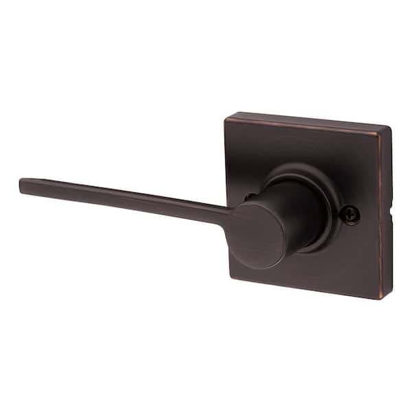 Kwikset Ladera Venetian Bronze Left-Handed Dummy Door Handle with Square Trim Featuring Microban Antimicrobial Technology