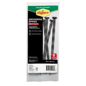 8 in. Black Plastic-Nylon Spiral Anchoring Spikes (8-Pack)