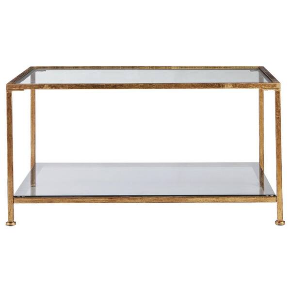 Home Decorators Collection Bella Aged Gold Square Glass Coffee Table