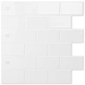 White 12 in. x 12 in. Vinyl Peel and Stick Backsplash for Kitchen, Self-Adhesive Subway Wall Tile 10-Pack