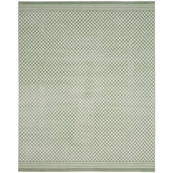 Nourison Casual Green 8 ft. x 10 ft. Checker Contemporary Area Rug