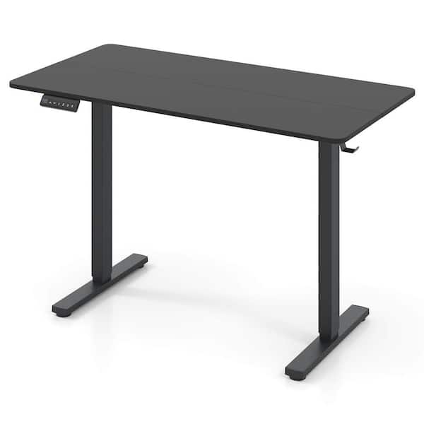 48 in. Rectangular Black Engineered Wood 0-Drawer Standing & Adjustable Height Desks with 3 Memory Settings