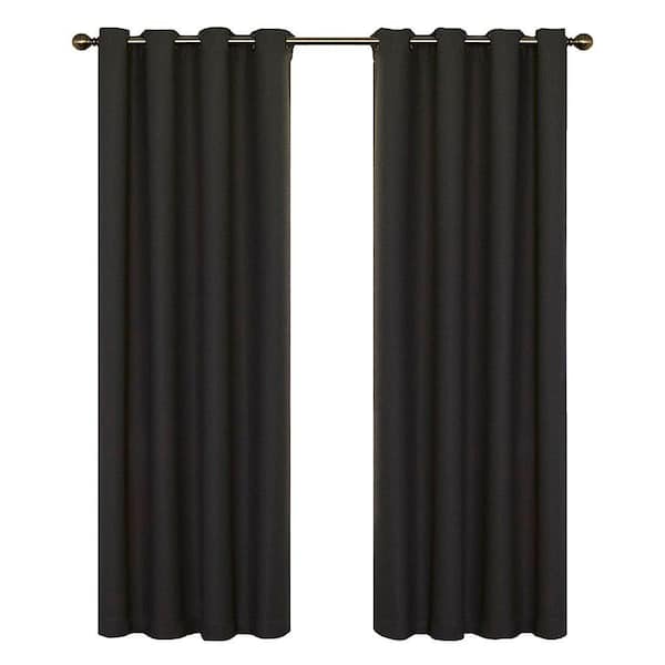 Eclipse Wyndham Thermaweave Charcoal Woven Solid 52 in. W x 84 in. L Lined  Noise Cancelling Grommet Blackout Curtain 12968052084CHR - The Home Depot