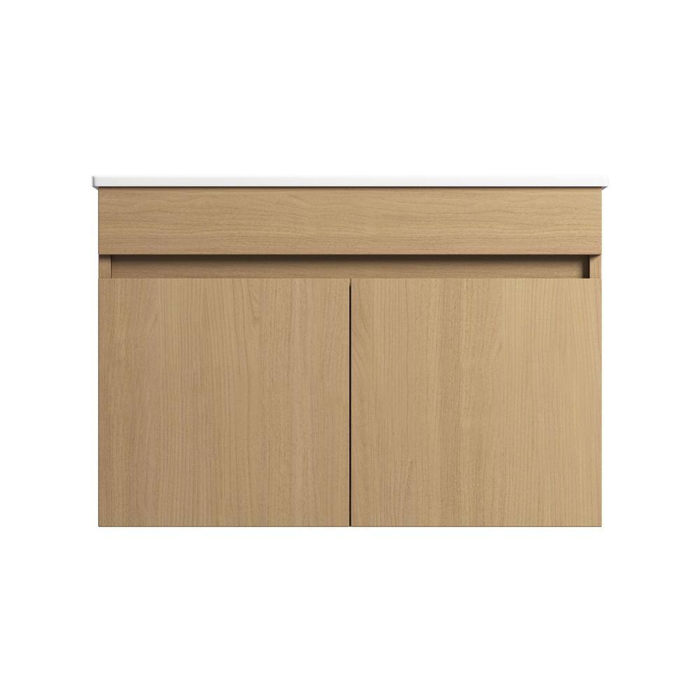 36 in. W x 18 in. D x 20 in. H Wall Mounted Bathroom Vanity in Light Oak wi