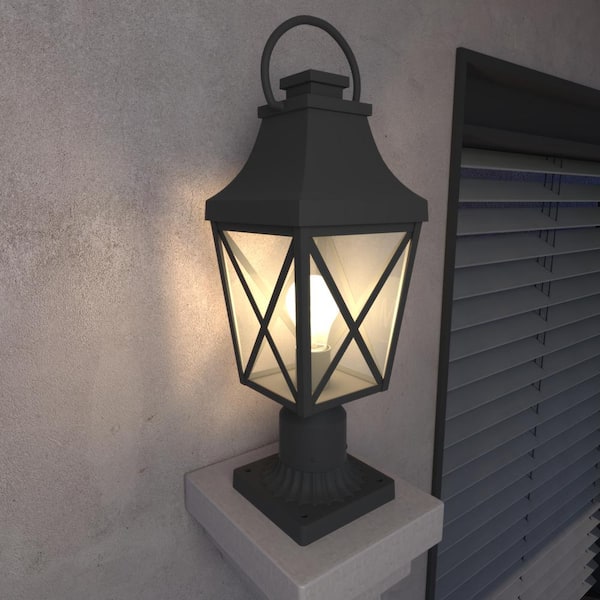 Gidal 21 in. 1-Light Black Outdoor Aluminum Weather Resistant Pier Mount Light with No Bulb Included (2-pack)