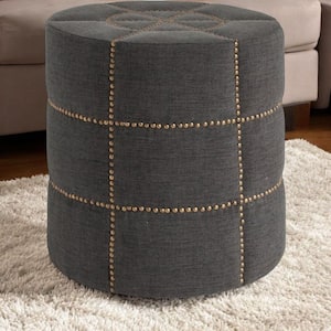 Gray Fabric Round Ottoman