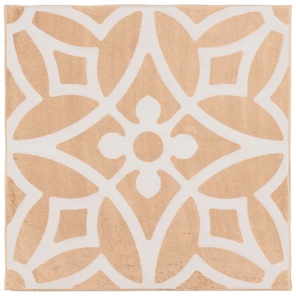 Sienna Terracotta Flora 8.85 in. x 0.43 in. Matte Porcelain Floor and Wall Tile Sample