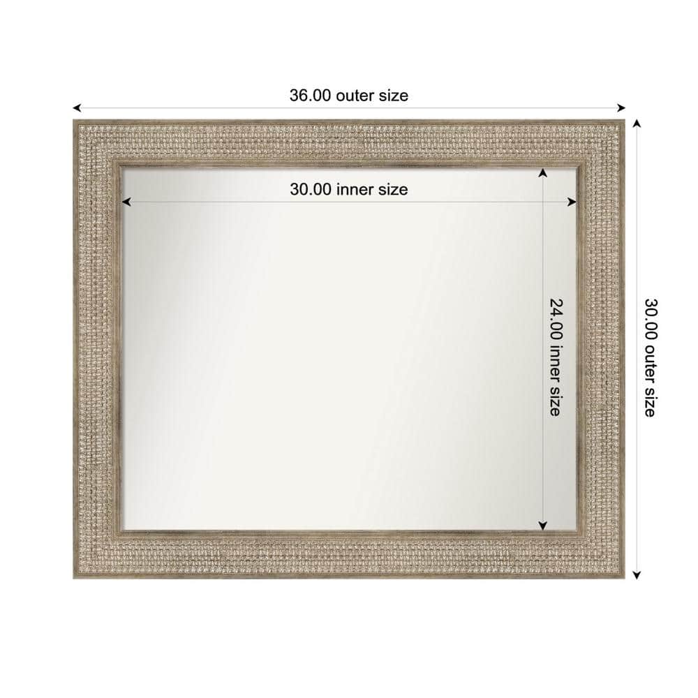 Trellis Silver 36 in. x 30 in. Custom Non-Beveled Wood Framed Bathroom Vanity Wall Mirror price history on PriceWatchPro