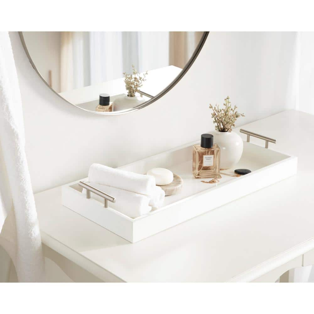 Kate and Laurel Lipton White Decorative Tray 210773 - The Home Depot