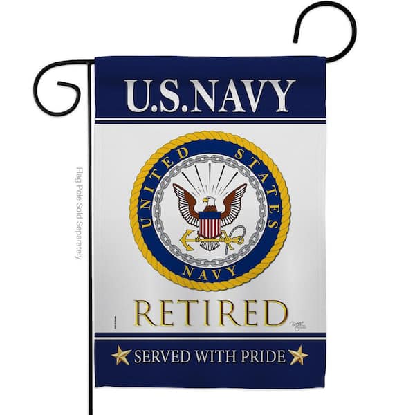 Breeze Decor 13 in. x 18.5 in. US Navy Retired Garden Flag Double