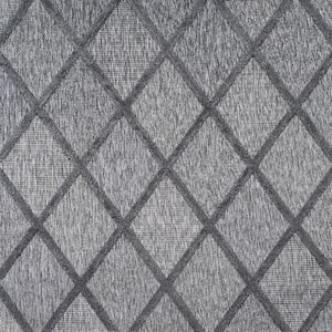 Salines Dark Gray 5 ft. Square Diamond Trellis Indoor/Outdoor Area Rug