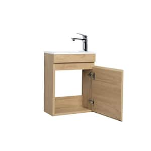 Achilles 16 in. W x 9 in. D x 21 in. H Single Sink Floating Bath Vanity in Natural Oak with White Resin Top