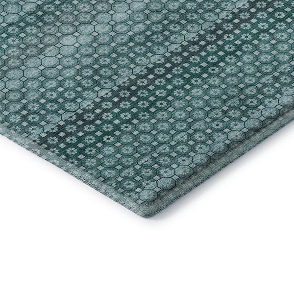 Mayfield Premium Machine Washable Abstract AMF1419 Teal 2 ft. x 3 ft. Area Rug