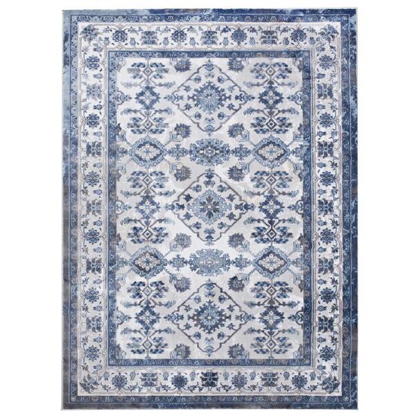 Home Dynamix Bazaar Elegance Grey/Blue 2 ft. x 3 ft. Medallion Area Rug ...