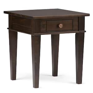 Carlton Solid Wood 18 in. Wide Square Transitional End Side Table in Dark Tobacco Brown
