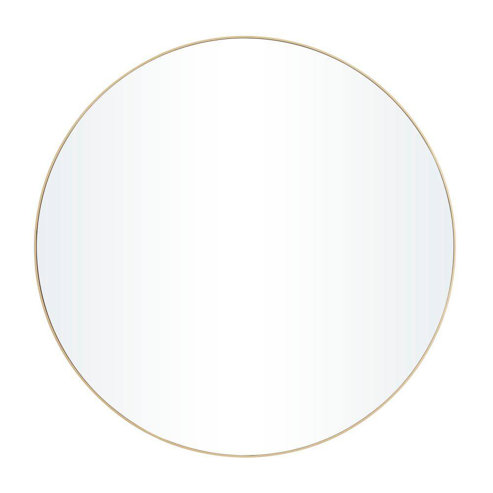 Chelsea Grove 42" Round Gold Wood Wall Mirror