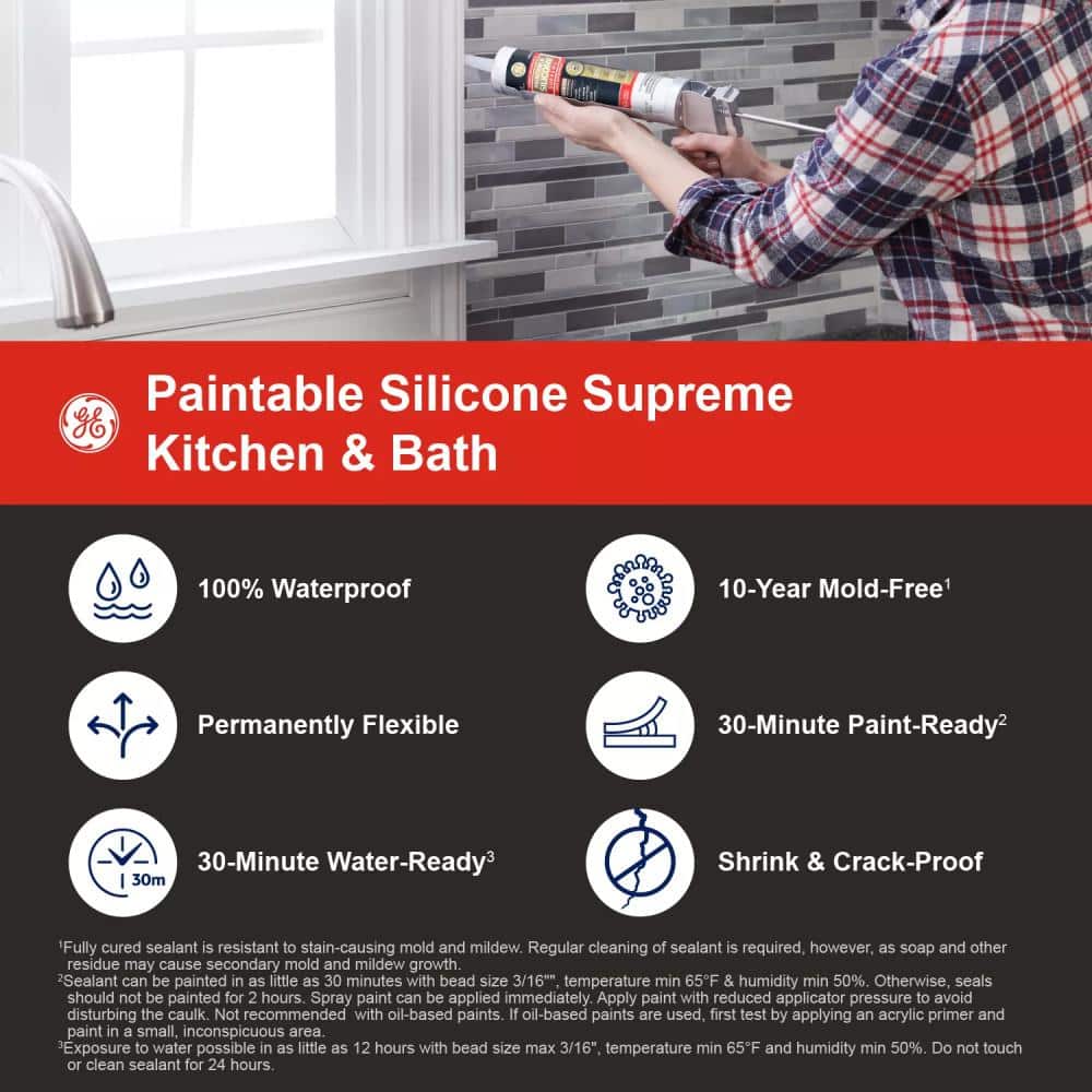 White 10oz Paintable Silicone Kitchen & Bath Sealant