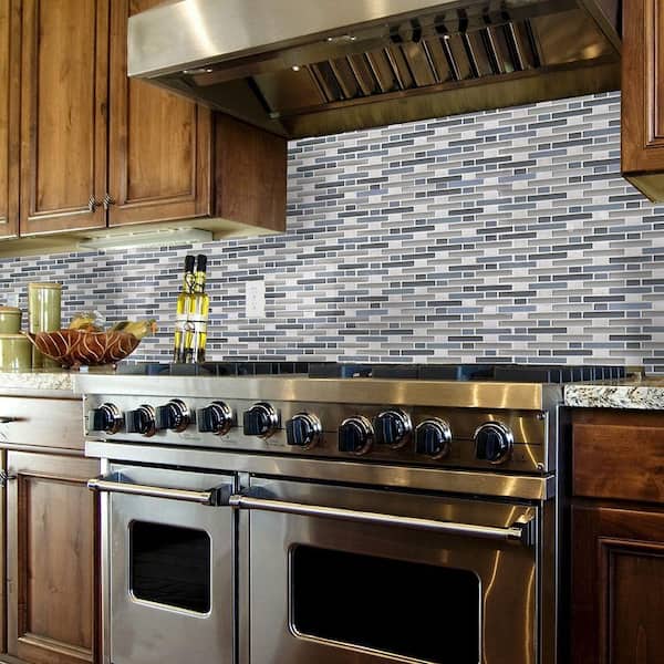 Cyclove Blue 10.875 in. x 12.25 in. Interlocking Gloss and Matte Glass/Carrara Marble Mosaic Tile (0.925 sq. ft./Each)