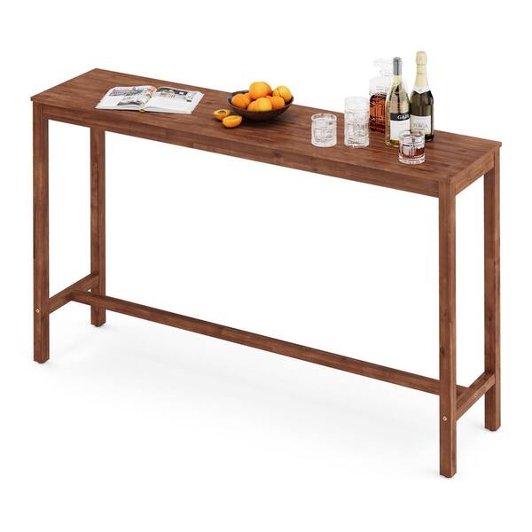 cozyman 63 in. Teak Standard Rectangle Solid Acacia Wood Console Table Entryway Table Narrow Hall Table Sofa Table