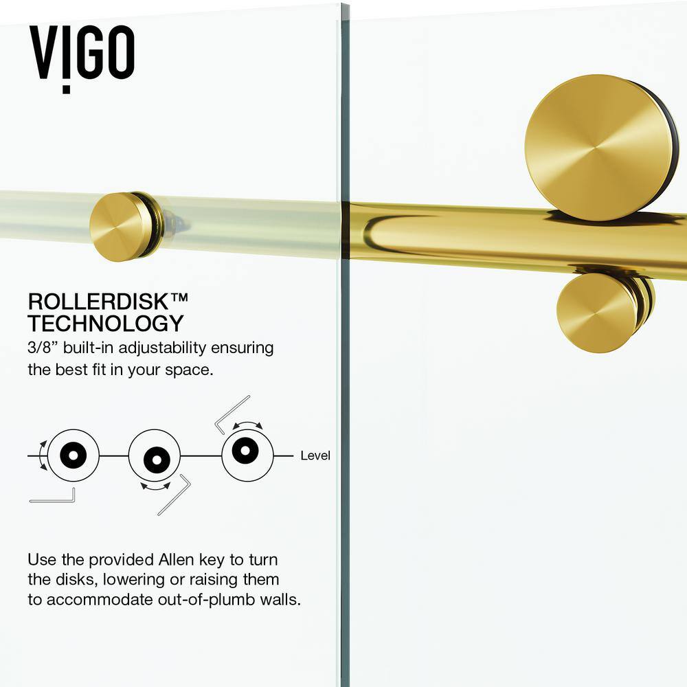 Elan E-Class 56-60" Frameless Sliding Shower Door in Matte Brushed Gold