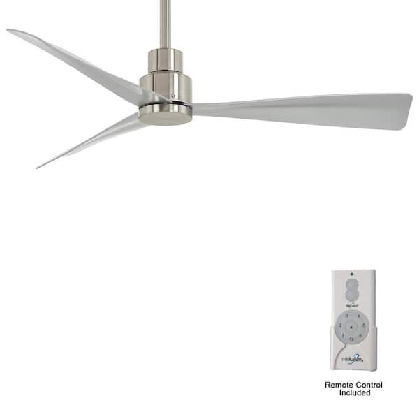 MINKA-AIRE Simple 44 in. Indoor/Outdoor Brushed Nickel Wet Ceiling Fan with Remote Control