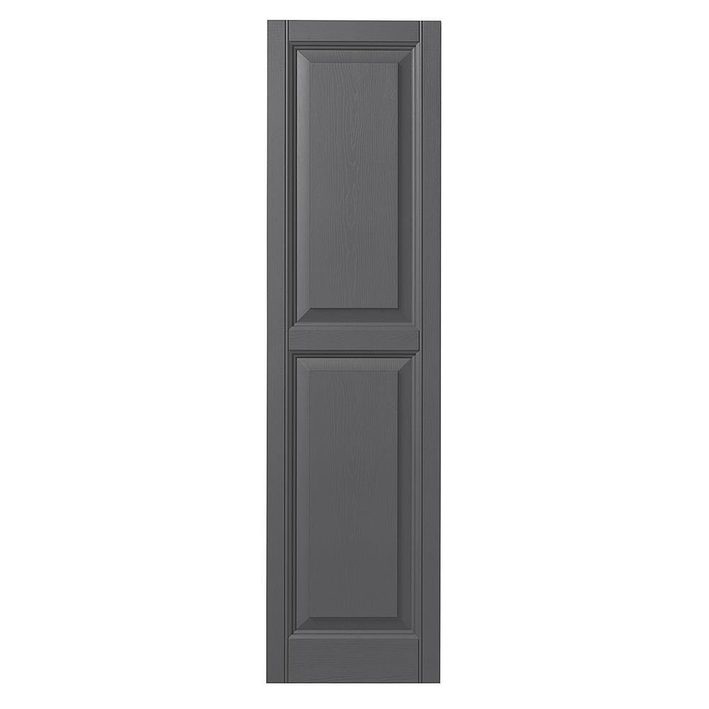 Ply Gem 15 in. x 51 in. Raised Panel Polypropylene Shutter Pair in Gray