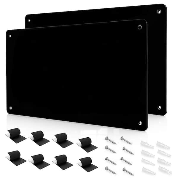 17.1 in. x 11.8 in. Outdoor/Indoor Metal Magnetic Bulletin Board to Display for Wall Cubicle Cabinet, Black (2-Pack)