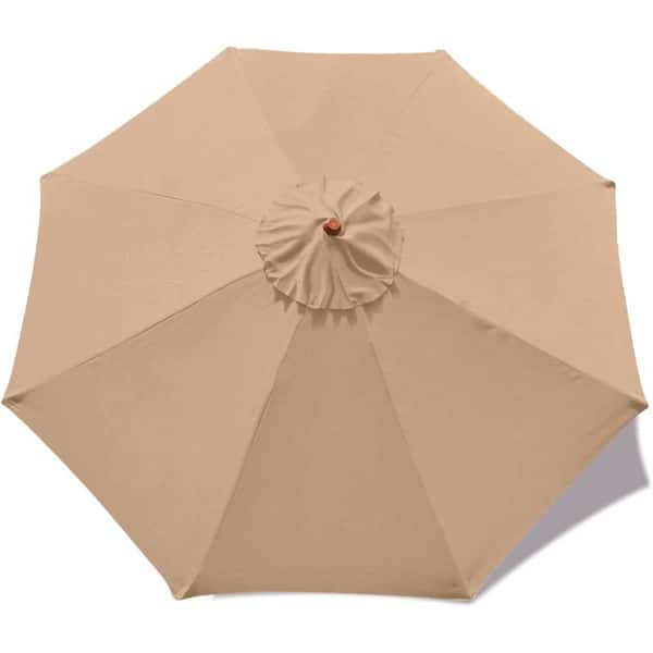 ITOPFOX 9 ft. 8-Ribs Round Patio Market Umbrella Replacement Cover in Beige