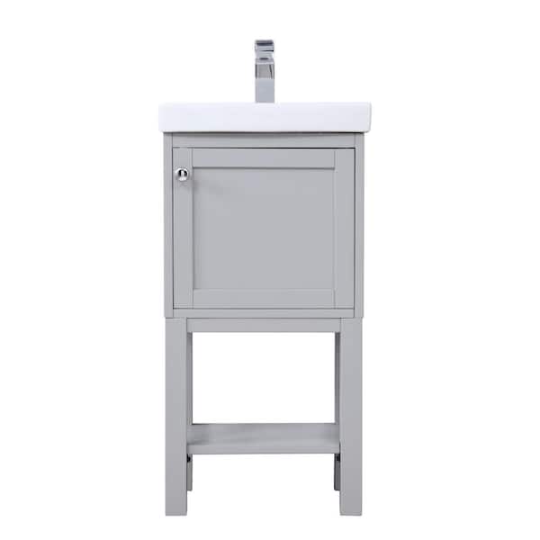 Unbranded Timeless Home 17.5 in. W x 13.63 in. D x 34.25 in. H Single Bathroom Vanity in Grey with White Ceramic Top and Basin