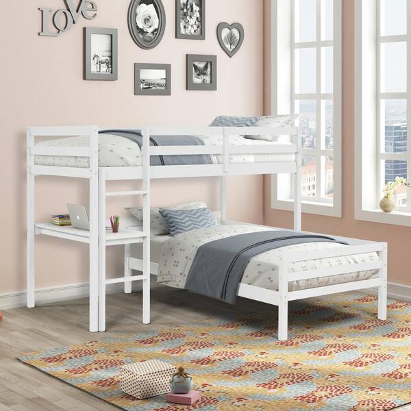 white l shaped bunk beds