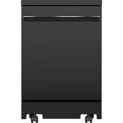 24 in. Top Control Portable Black Dishwasher with Stainless Steel Interior, Sanitize, 54 dBA