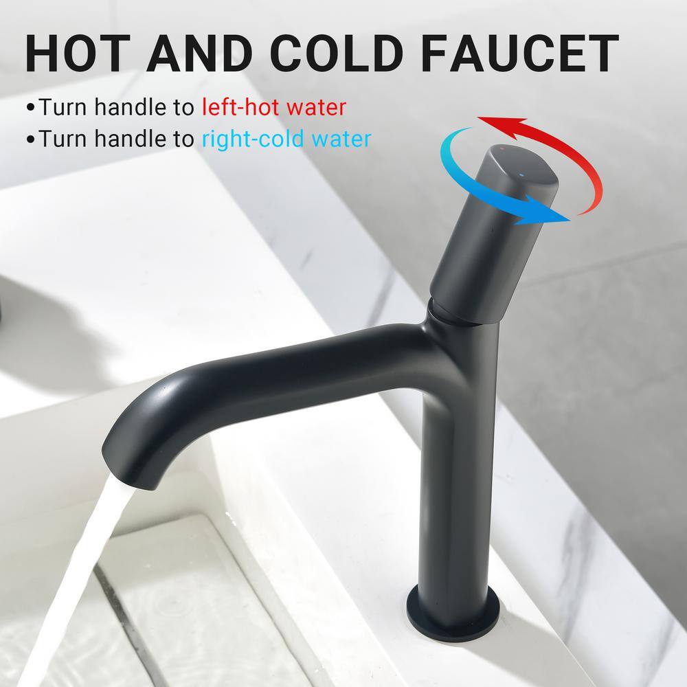 Matte Black Single Handle Brass Bathroom Faucet